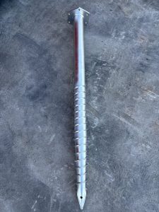 Screw pile F 76 x 1250 x 2.5-160 x 8 with an M-profile flange, vertical
